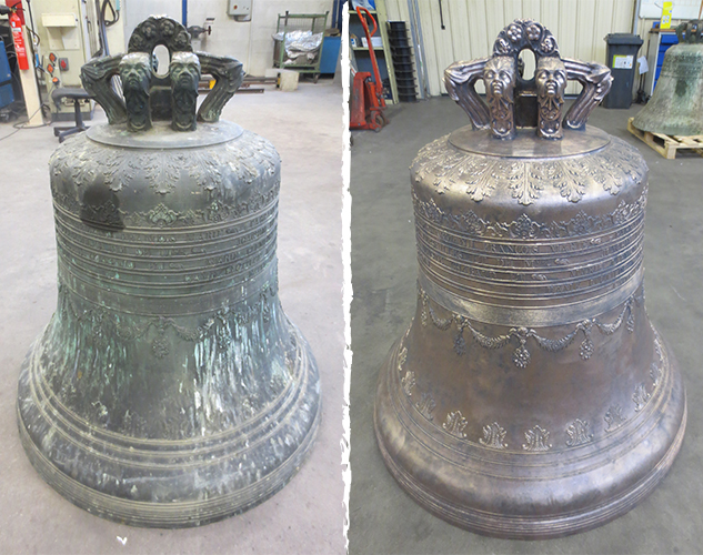 Prima / dopo il restauro di campane Saint-Sulpice-des-Rivoires - Francia